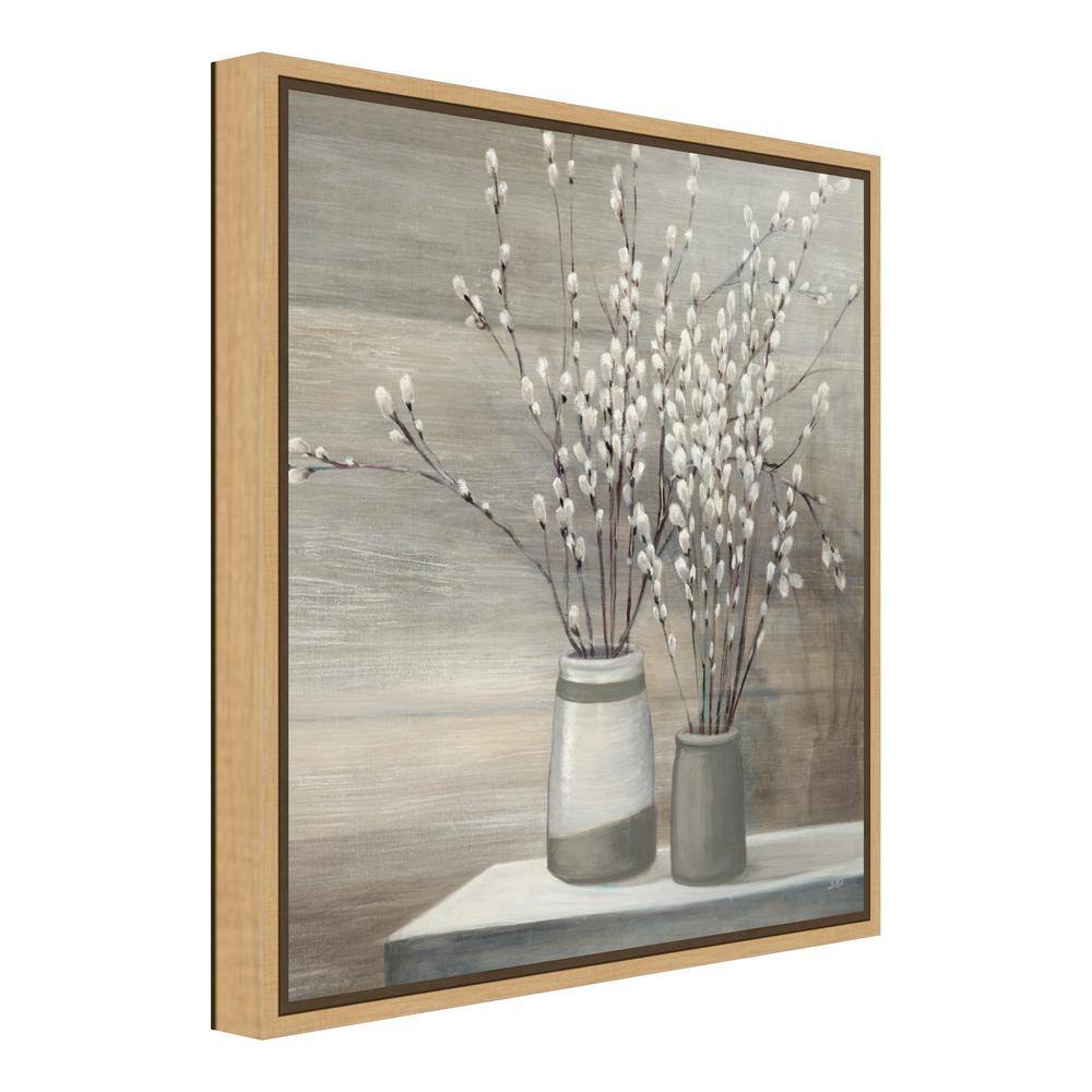 Abstract Gray and White Willow Branches Canvas Print