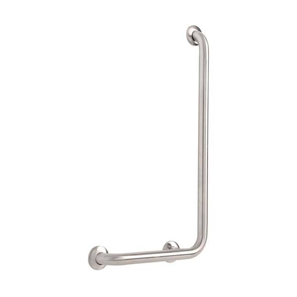 Franklin Brass 16 in. x 32 in. x 1-1/2 in. Concealed Screw 90-Degree Right Angle ADA-Compliant Grab Bar in Stainless