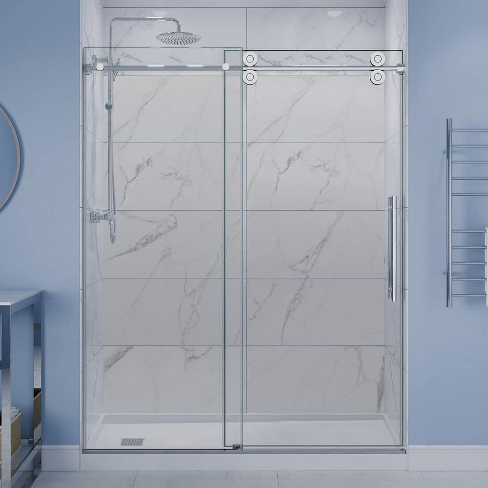 ANZZI Ozean 56 to 60 in. W x 76 in. H Frameless Sliding Shower