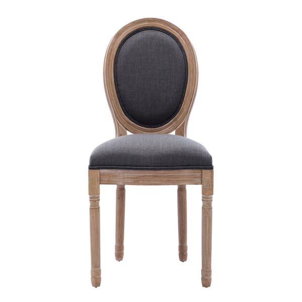 Dark Gary Fabric Upholstered Side Chair, French Country Upholstered Dining Room Chairs