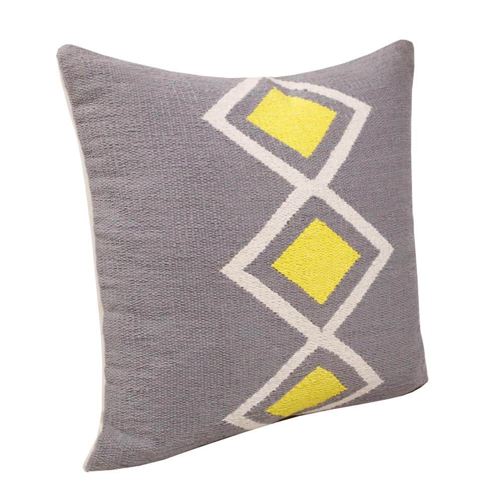Southwestern Gray and Yellow Cotton Geometric Throw Pillow