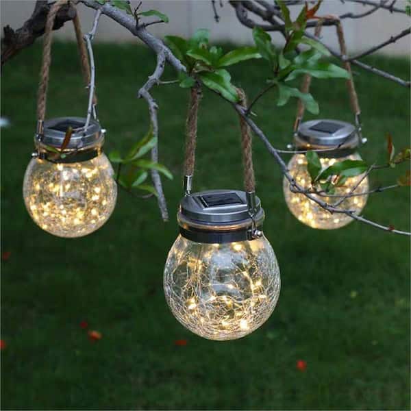 5 Hanging Vintage Jar Lights Warm White Micro Copper LED Decoration Home Lamp 