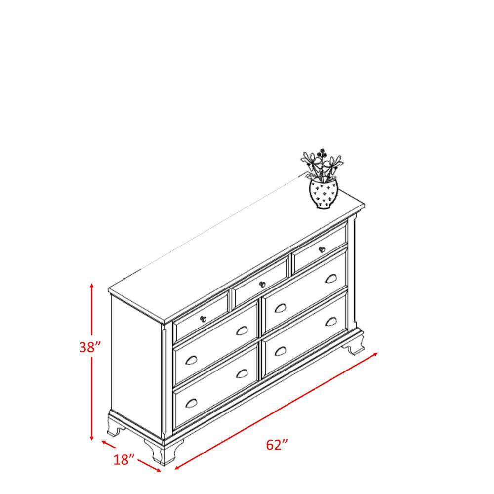Cherry Brown 7-Drawer Traditional Dresser with Felt Lined Drawer