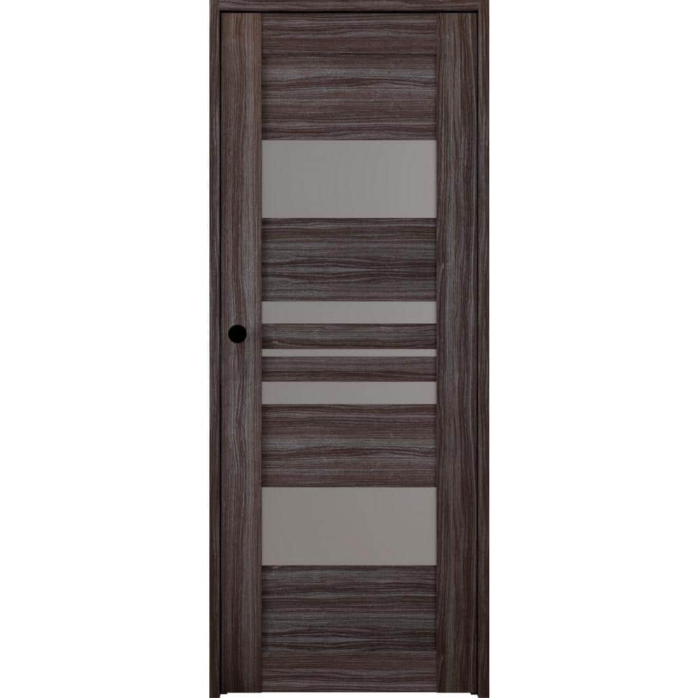"Romi 36"" x 83.25"" Right-Hand Frosted Glass Gray Oak Solid Core Wood Composite Single Prehung Interior Door" price history on PriceWatchPro