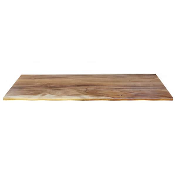 Hampton Bay 8 ft. L x 25 in. D Finished Saman Solid Wood Butcher Block Standard Countertop in With Live Edge