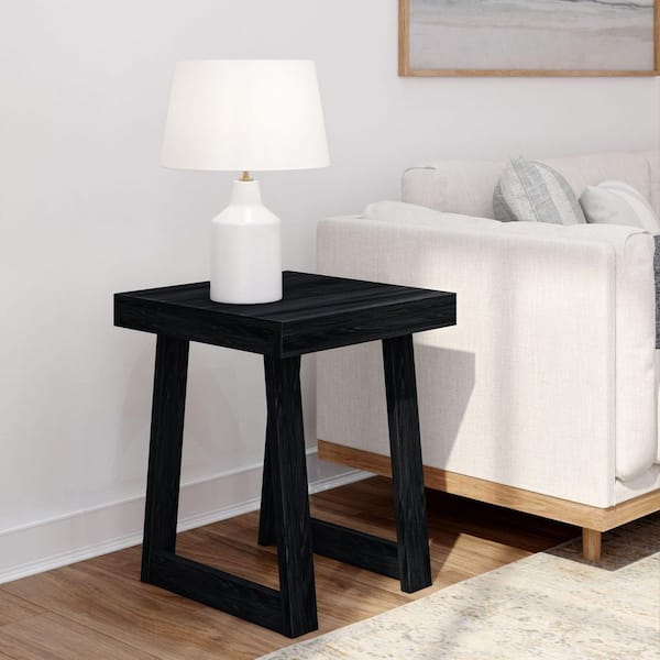 Classic 20 in. Black Wirebrush Square End Table