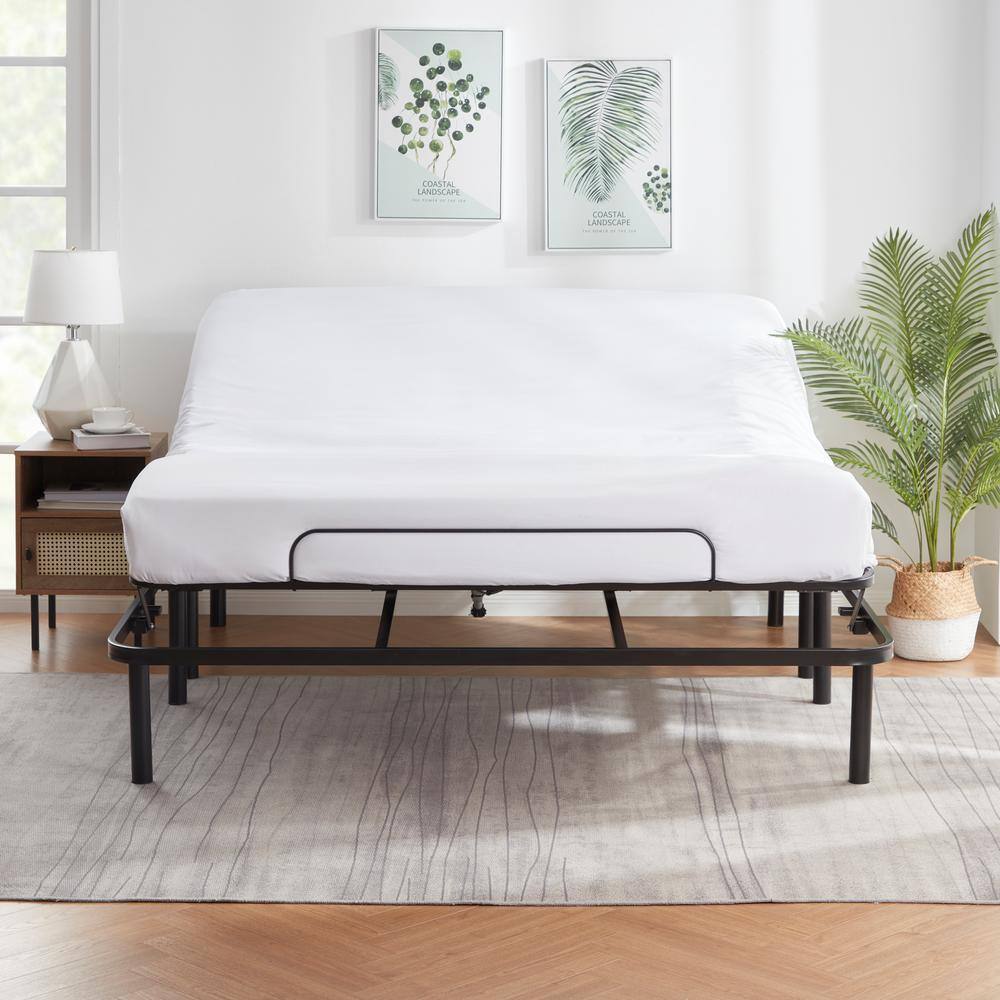 Queen Black Metal Adjustable Bed Frame with Wireless Remote