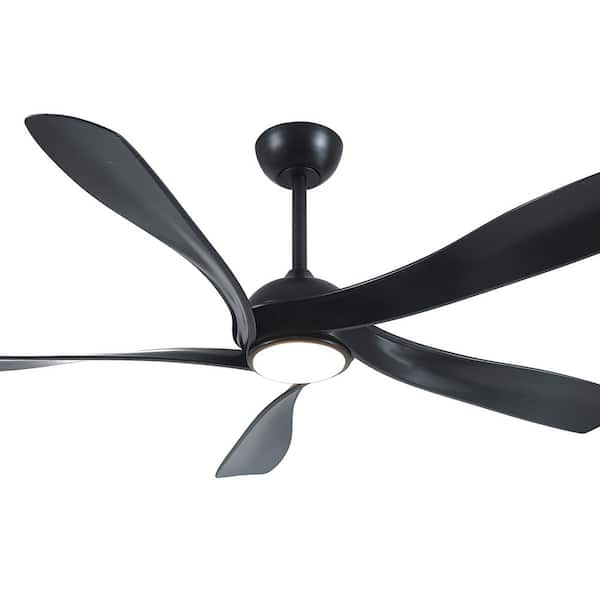 Warehouse of Tiffany Fergus 56 in. 1-Light Indoor Matte Black Finish Ceiling Fan with Light Kit