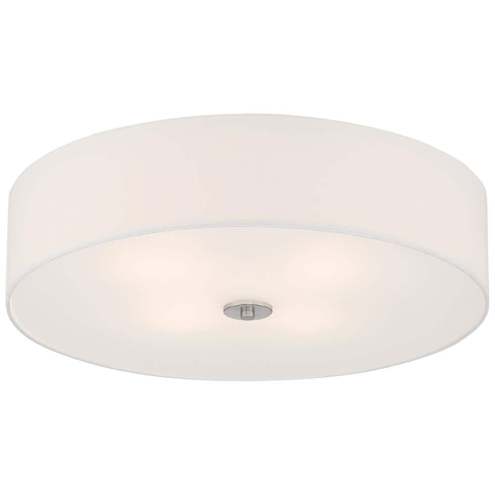 Sleek Brushed Steel LED Drum Flush Mount Ceiling Light
