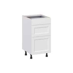 Alton Painted White Recessed Assembled 18 in. W x 34.5 in. H x 21 in. D Vanity 3 Drawers Base Kitchen Cabinet