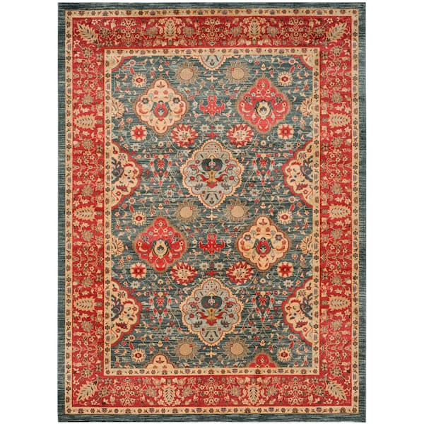 SAFAVIEH Mahal Navy/Red 11 ft. x 16 ft. Border Floral Medallion Area Rug