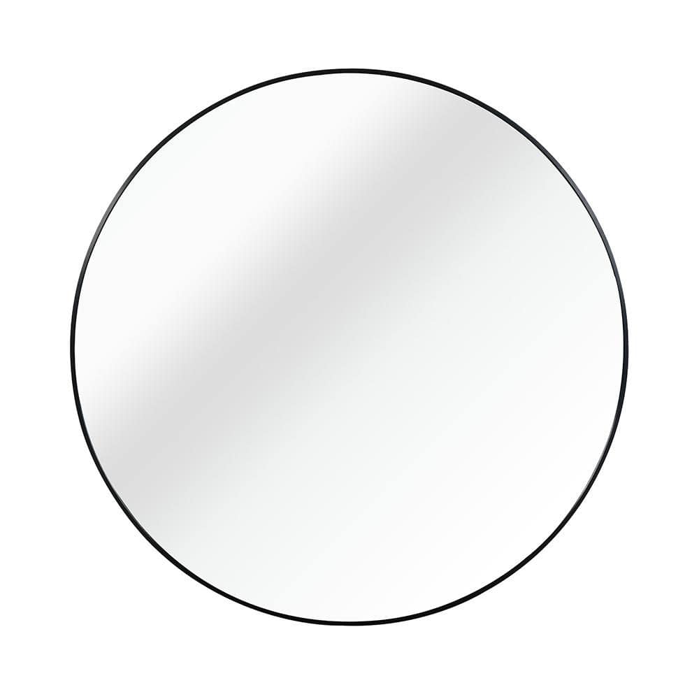 Black 24 in W x 24 in. H Farmhose Round Aluminium Alloy Framed Mirror Wall 