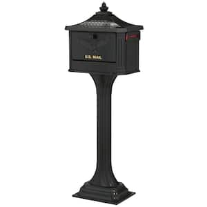 Pedestal Black, Large, Aluminum, Locking, All-In-One Mailbox and Post Combo