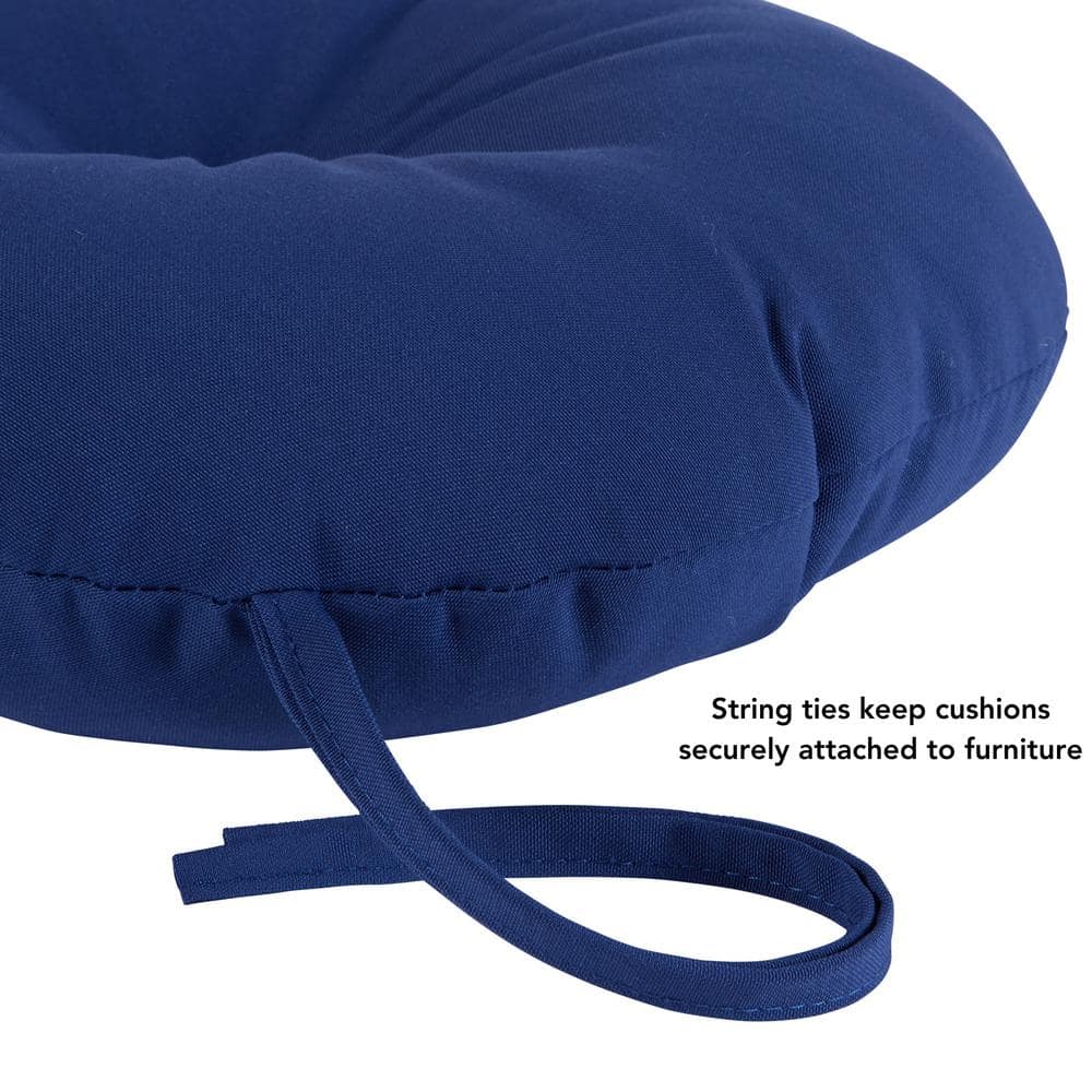 Marine Blue Round Polyester Bistro Seat Cushions, Set of 2