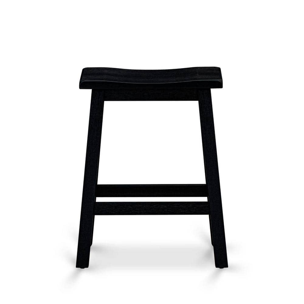 Wire Brushed Black Solid Wood Counter Height Dining Set with Bench and Stools