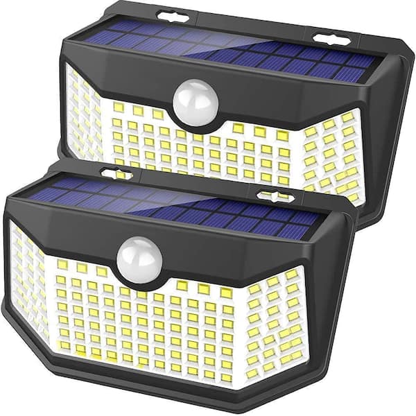 Angel Sar 120 LEDs Motion Sensor Lights, 270° Wide Solar Wall Lights, IP65 Waterproof Spot Lights with 3 Lighting Modes (2-Pack)