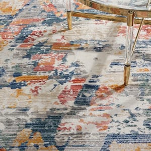Magnolia Allegra Beige/Blue Multicolored 8 ft. x 10 ft. Abstract Area Rug