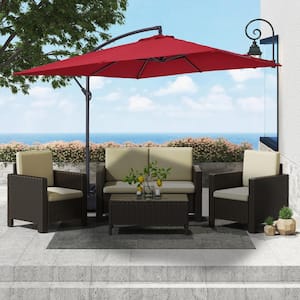 8.5 ft. Outdoor Cantilever Patio Umbrella Waterproof and UV Resistant in Red (Umbrella base not included)