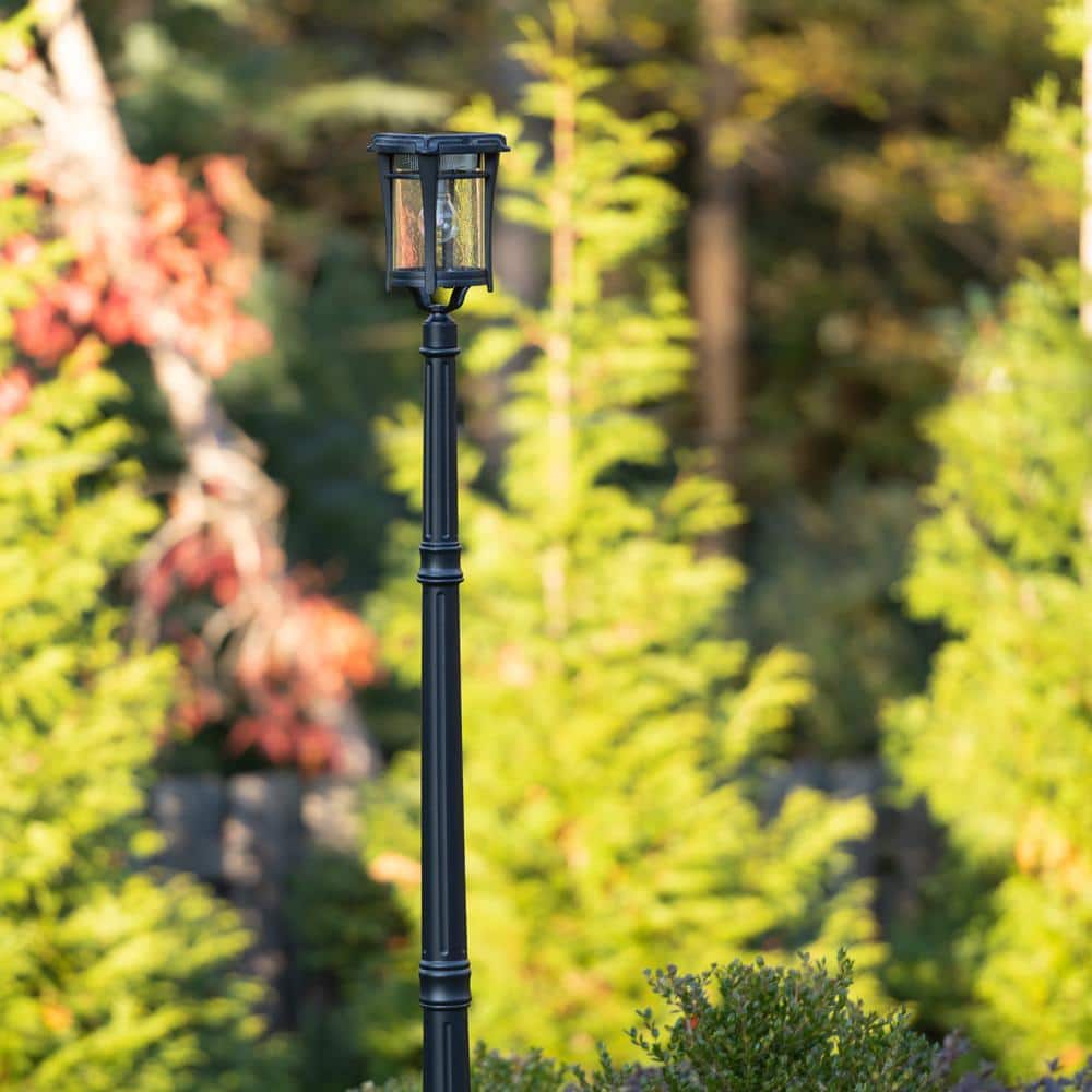 Aurora Black Cast Aluminum Solar Outdoor Light with LED Bulb