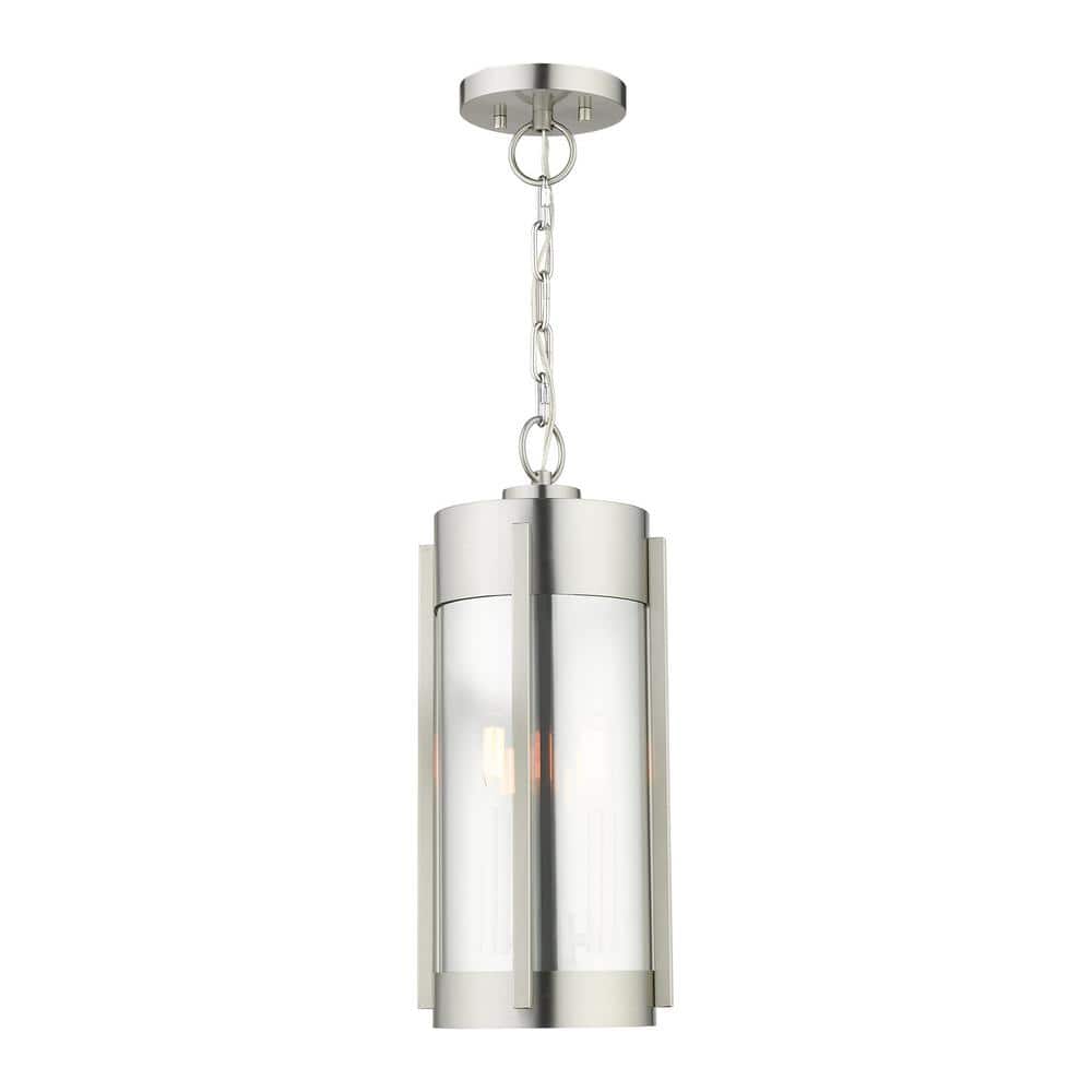 Livex Lighting Sheridan 2 Light Brushed Nickel Outdoor Pendant Lantern