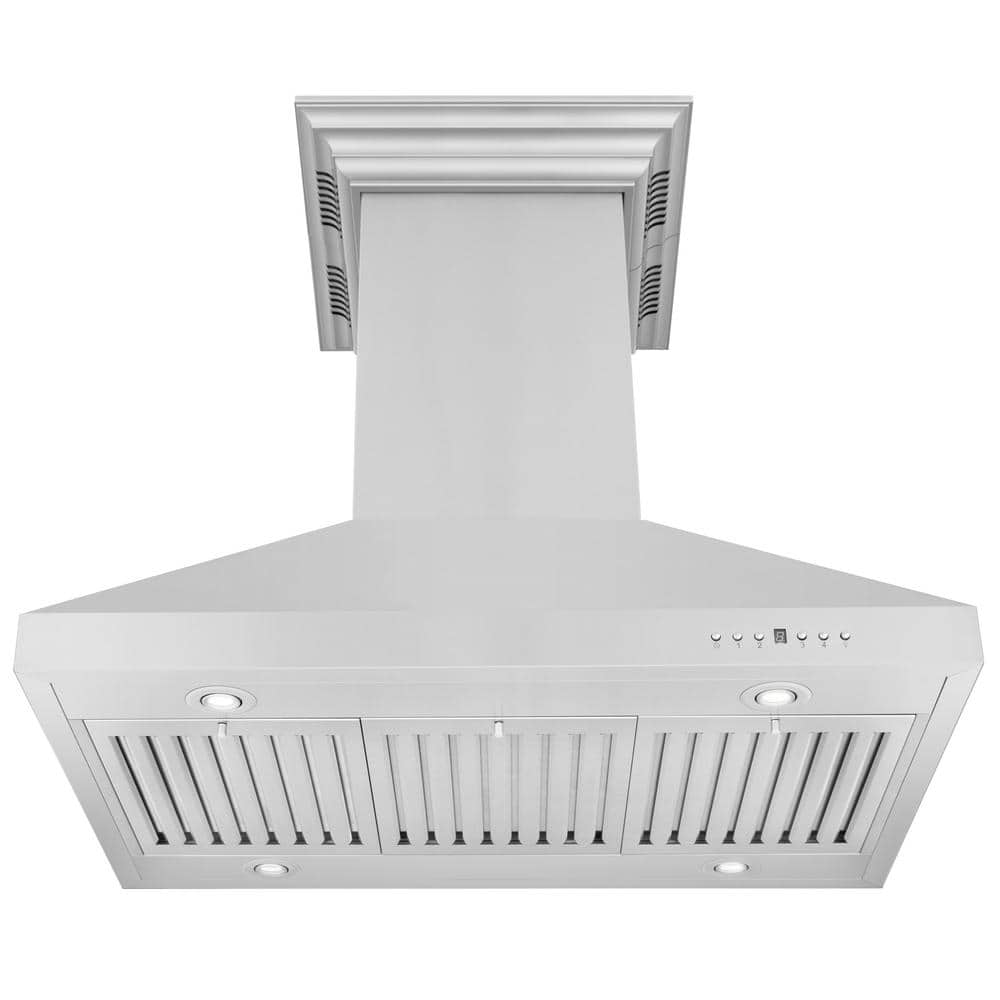 30 Inch Stainless Steel Island Range Hood with Bluetooth Speakers