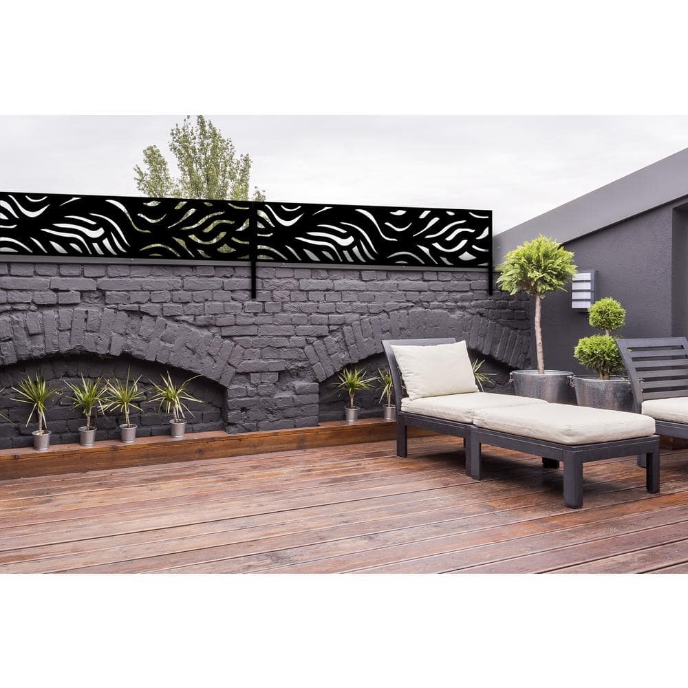 Black Galvanized Steel Decorative Privacy Panel, 16" x 72"