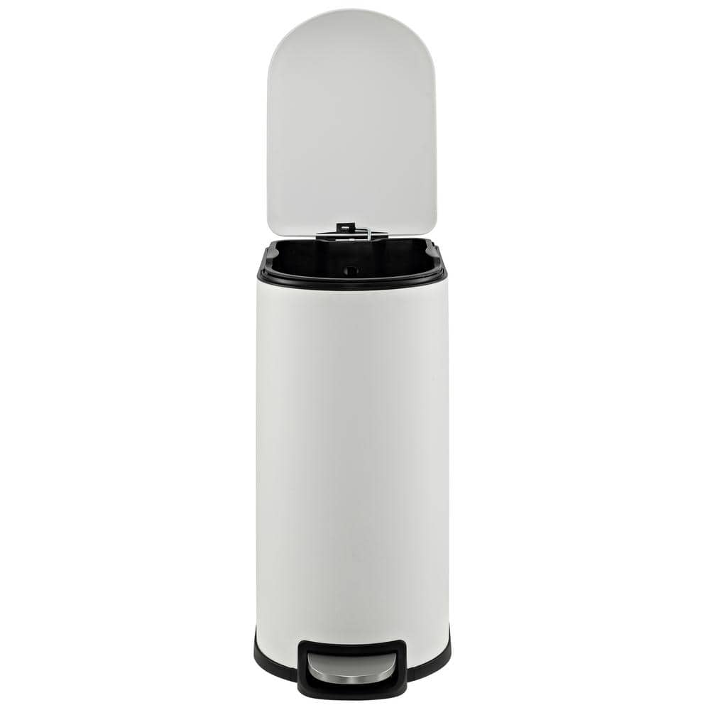 White Stainless Steel Fingerprint Resistant Step Trash Can