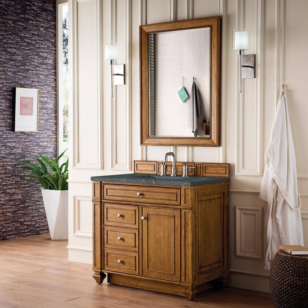 Bristol 36.0 in. W x 23.5 in. D x 34.0 in. H Single Bathroom Vanity in Saddle Brown with Parisien Bleu Quartz Top price history on PriceWatchPro