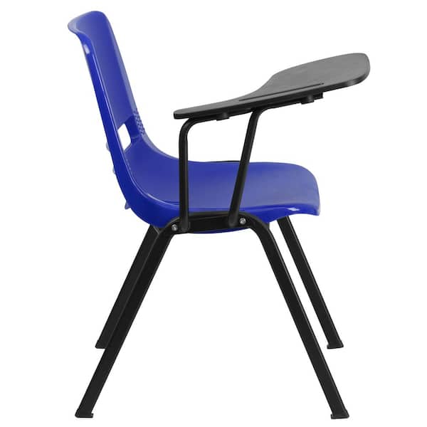 PADDED BLACK ERGONOMIC SHELL CHAIR WITH RIGHT HANDED FLIP-UP TABLET ARM 