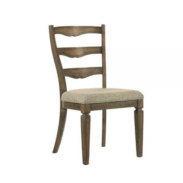 Benjara Brown Fabric Wooden Frame Dining Chair (Set of 2)