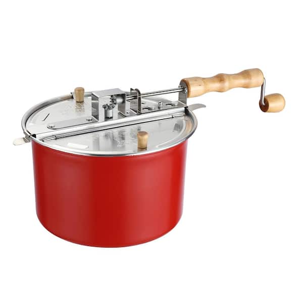  Electric Hot Oil Stirring Popcorn Maker，800W Popcorn Popper  Machine with Measuring Cups and Large Lid, 6 Quart, Red, 34*29*13cm,  RH-906: Home & Kitchen