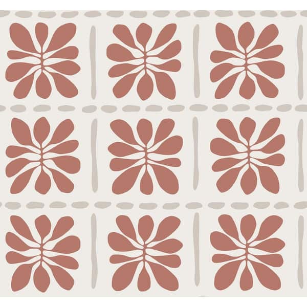 Red Mimosa Fleur Terracotta Wallpaper