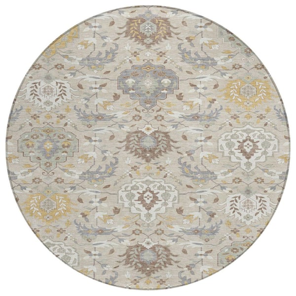 Addison Rugs Chantille Machine Washable Indoor/Outdoor Abstract ACN1026 Beige 8 ft. x 8 ft. Area Rug