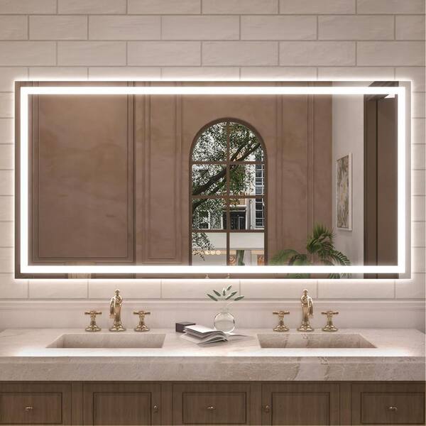 Hermitage Bath Orliva 72 in. W x 36 in. H Rectangular Frameless Radar LED Wall Bathroom Vanity Mirror