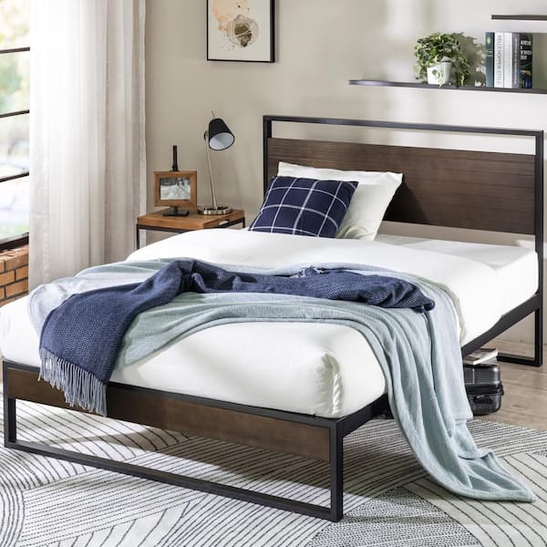 zinus suzanne metal and wood platform bed king