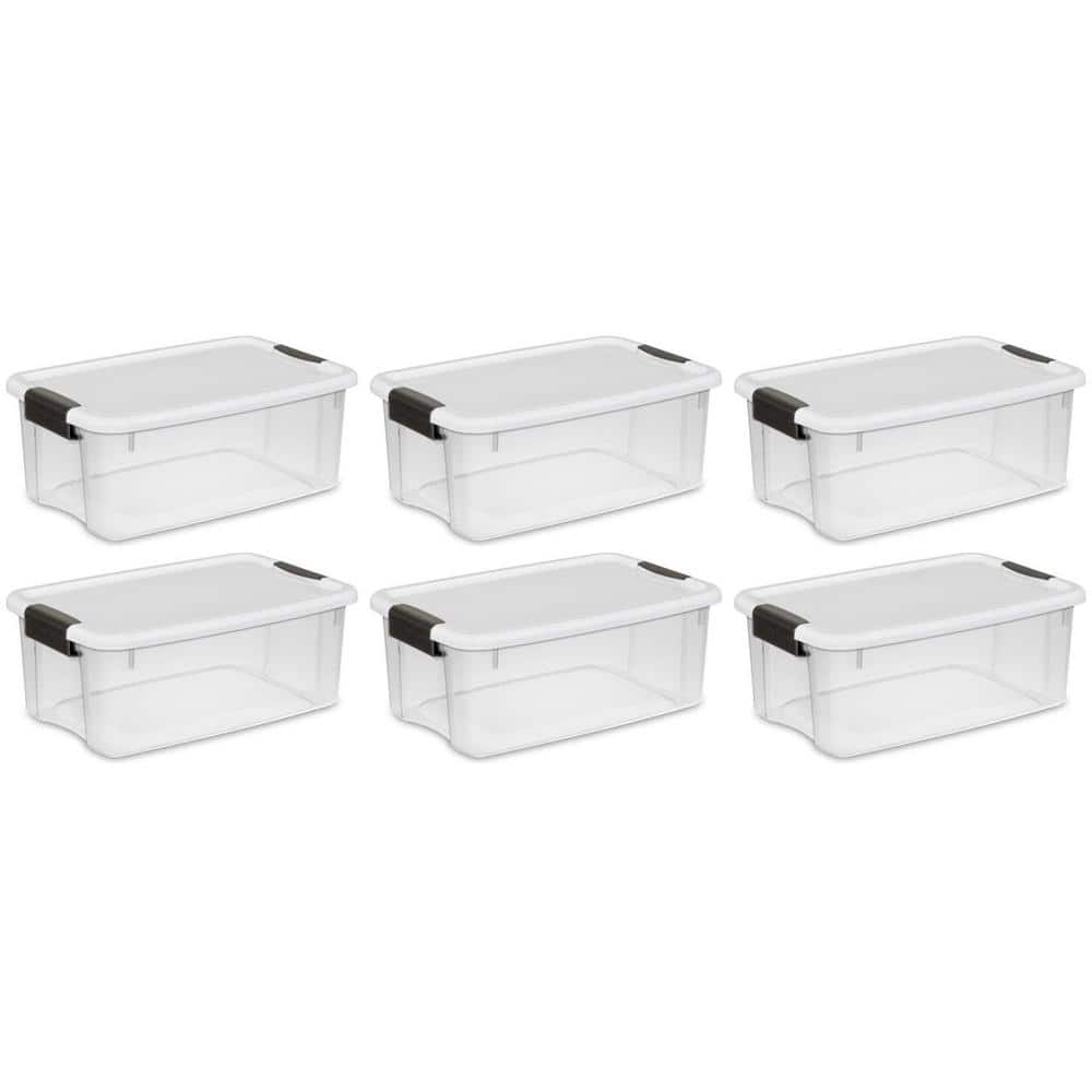 Sterilite 18 qt. Ultra-Latch Storage Box with White Lid and See-Through ...