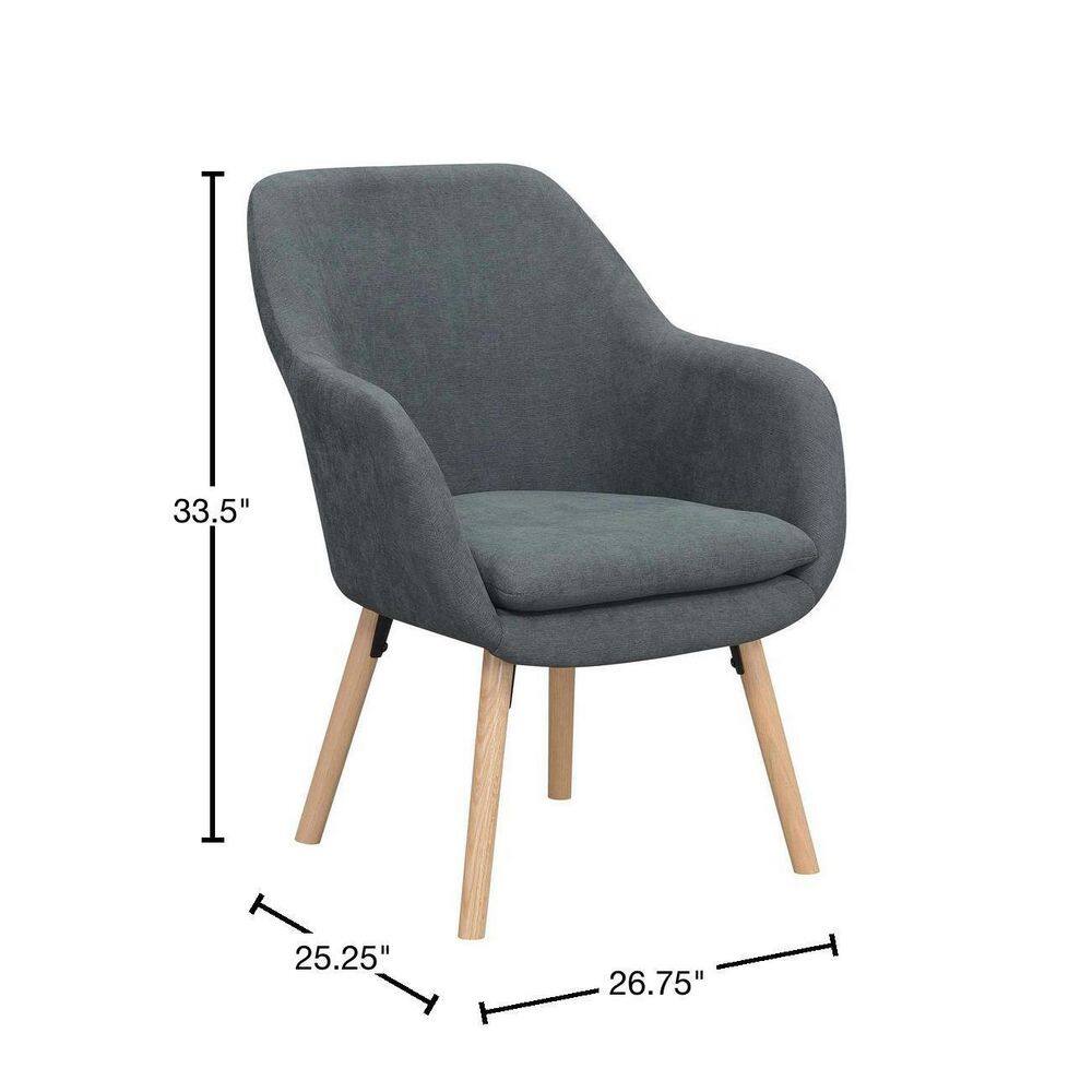 Slate Gray Linen Wingback Accent Chair with Oak Legs