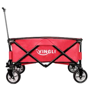 Collapsible Wagon Steel Garden Cart in Red
