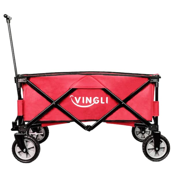 Karl home Collapsible Wagon Steel Garden Cart in Red