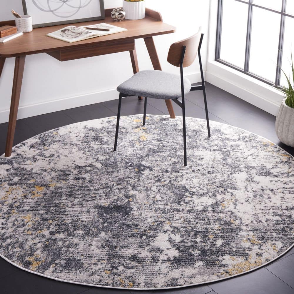 Toscana 7 ft. x 7 ft. Round Ivory/Dark Gray Geometric Abstract Area Rug price history on PriceWatchPro