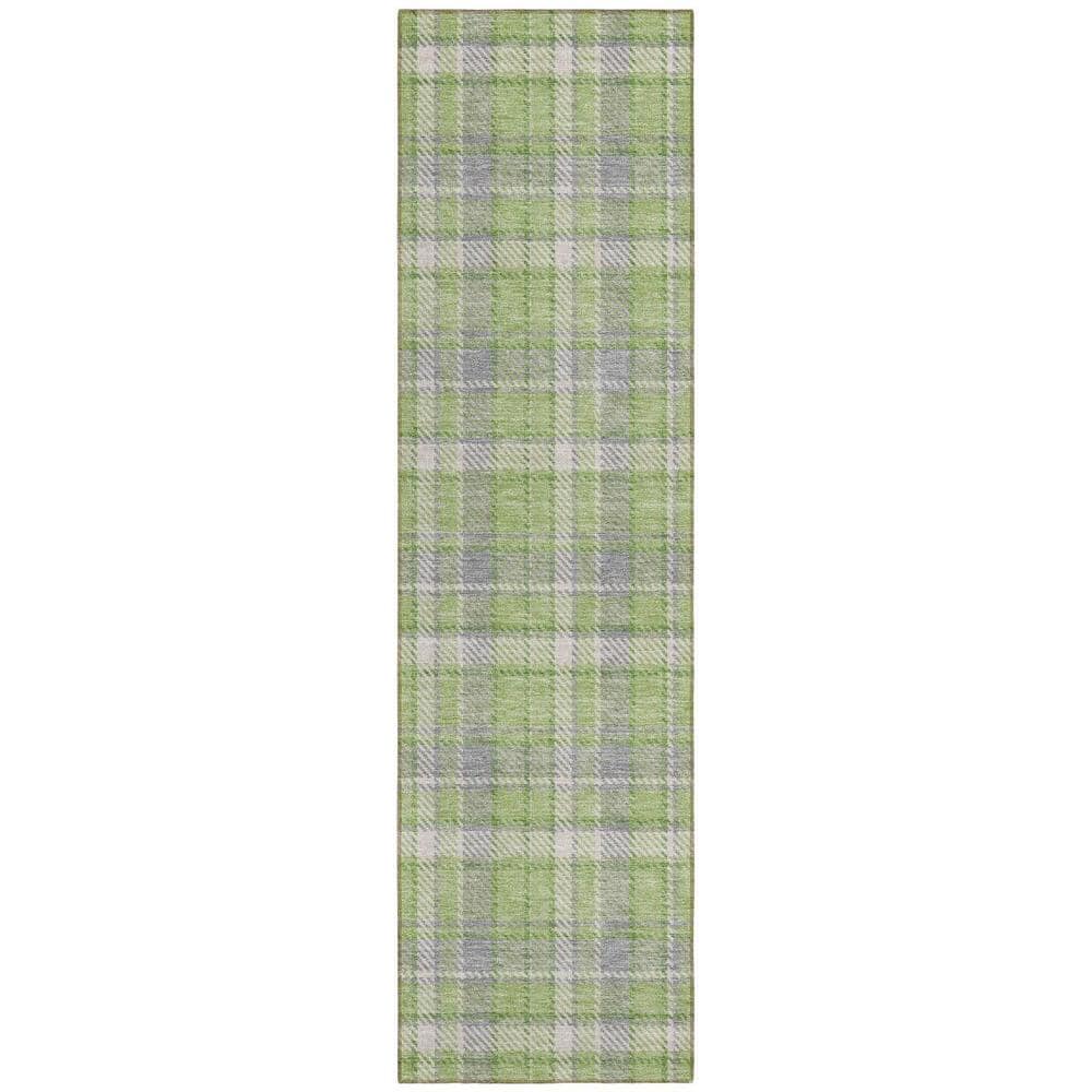 Green and Gray 2 ft. x 8 ft. Woven Plaid Runner Indoor/Outdoor Area Rug price history on PriceWatchPro