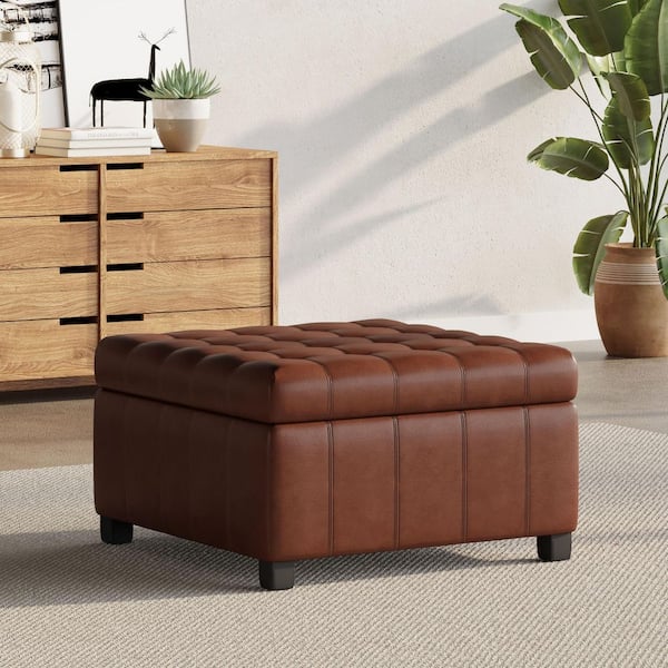 Rosalla Cognac Brown Storage Ottoman
