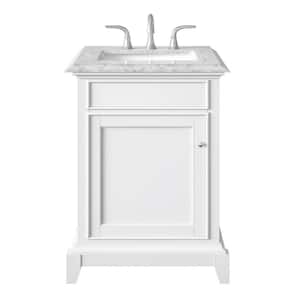 Elite Princeton 24 in. W x 24 in. D x 34 in. H Bath Vanity in White with White Carrara Marble Top with White Sink