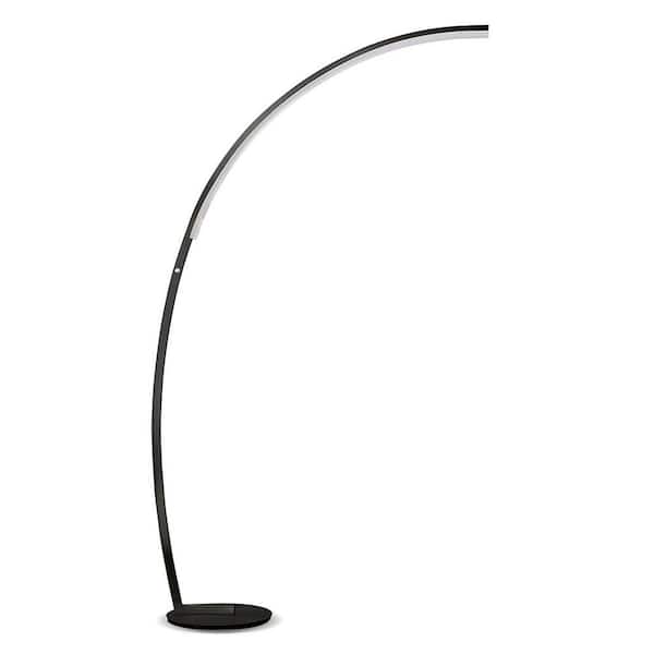 Launch Chrome Dimmable LED Arc Floor Lamp, - Black