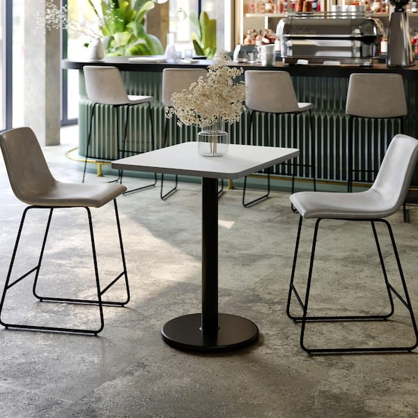 Carnegy Avenue Graniss Classic White Wood Laminate 24 in. Column Dining Table Seat of 2 Round Table Height Base