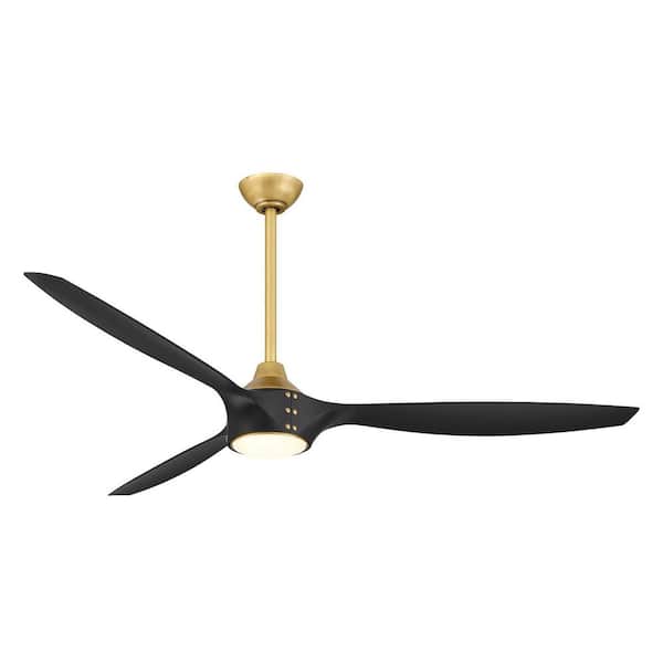 Pierce-65 65 in. Smart Indoor Legacy Brass Low Profile Ceiling Fan with Integrated LED, Remote Control Included