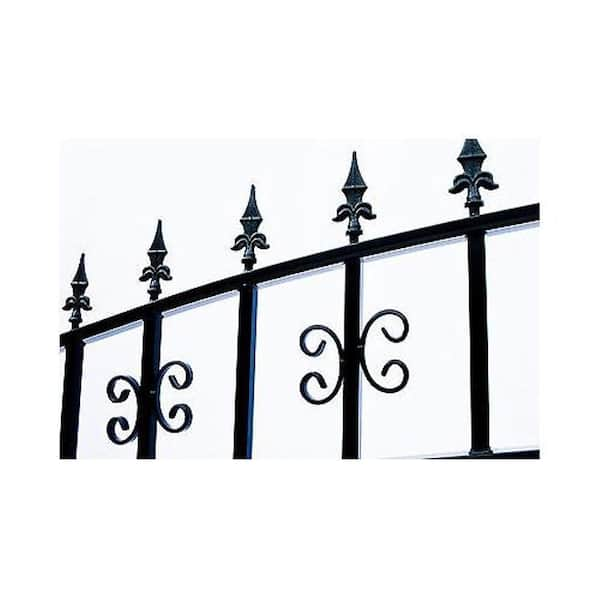 ALEKO Venice Style 18 ft. x 6 ft. Black Steel Dual Driveway Fence