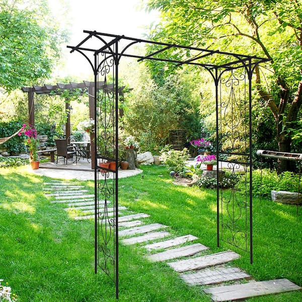 Oyezvary 81 in. H Outdoor Garden Trellis Plant Suppiort Metal Arch