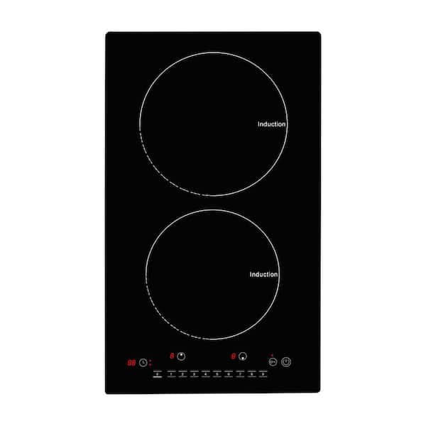 Electric Cooktop, 2 Burners, 12 in. Induction Stove Top, Built-in Magnetic Cooktop 1800 W, 9 Heating Level Burner