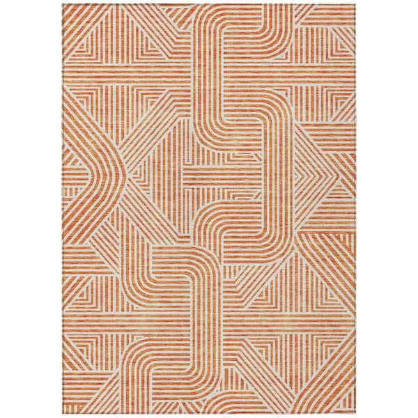Chantille Machine Washable Indoor/Outdoor Abstract ACN917 Orange 8 ft. x 10 ft. Area Rug